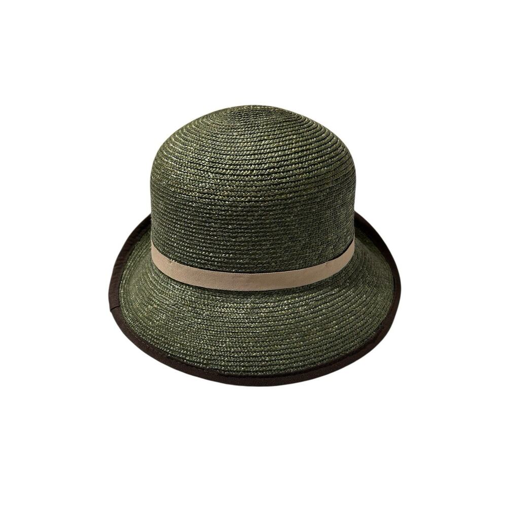Goorin Bros Women's Hat Ms. Melissa Cloche Wheat Straw Hat Olive Green Rare HTF - Picture 10 of 13